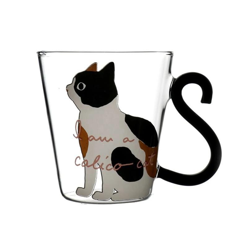 Creative Cat Transparent Glass Cup Milk Coffee Mug Tea Cup Cartoon Kitty Home Office Cup For Fruit Juice