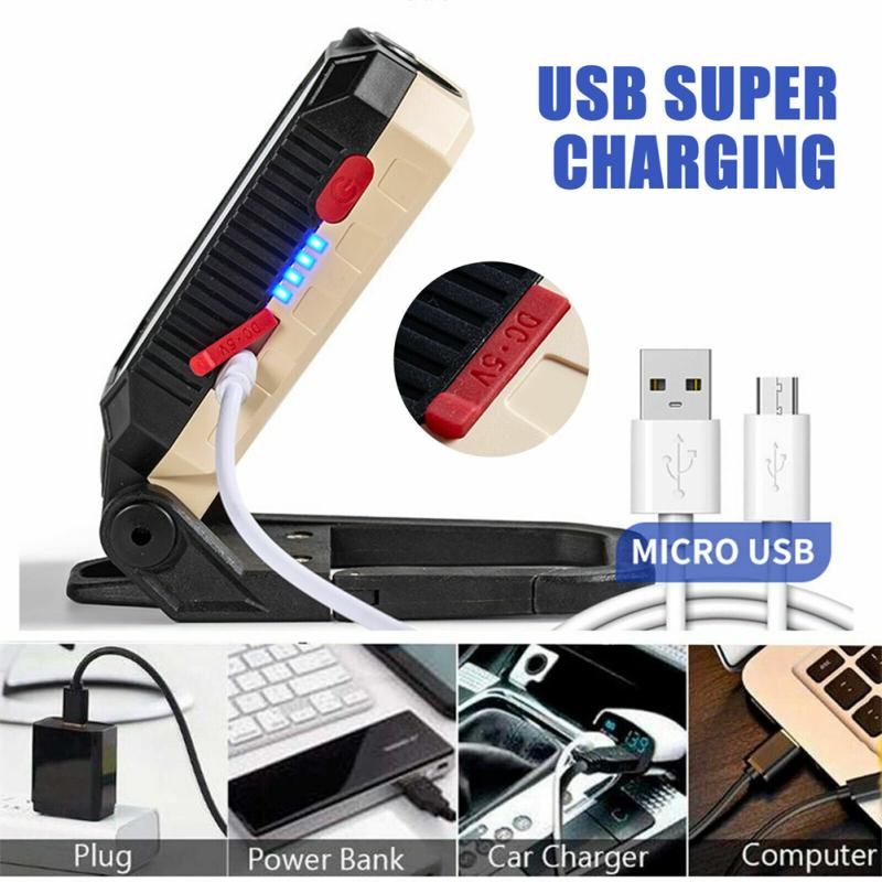 Cob Led Work Light 4 Brightness Adjustable High Brightness Usb Rechargeable Magnetic Camping Lamp