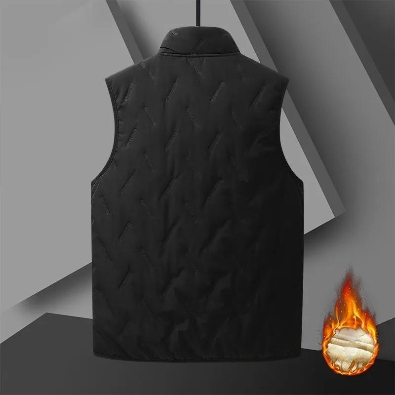 Autumn and Winter Vest Stand-up Collar Vest Men's Outer Wear Warm Lamb Fleece Cold-proof Vest Men