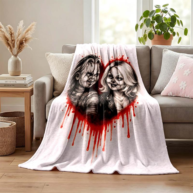Chucky with Tiffany Blanket Flannel Blanket Soft Cozy Plush Throw for Sofa Bed Lightweight Home Decoration