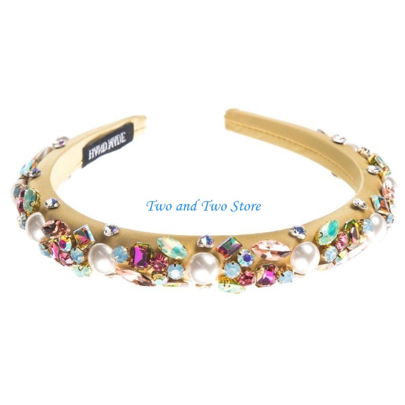 HX6F Delicate Beaded Embellished Hairband Headpiece Casual Headband Party Makeup Fashionable Hair Accessories for Women