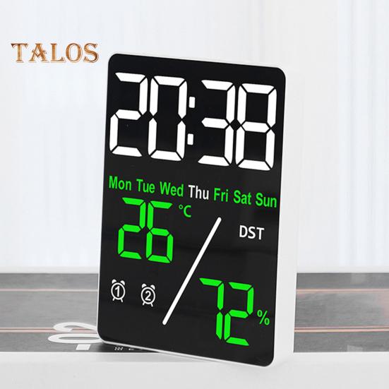 Large Digital Wall Clock Compact Design Portable Battery Powered Temperature Display LED Alarm Clock with Big Digits