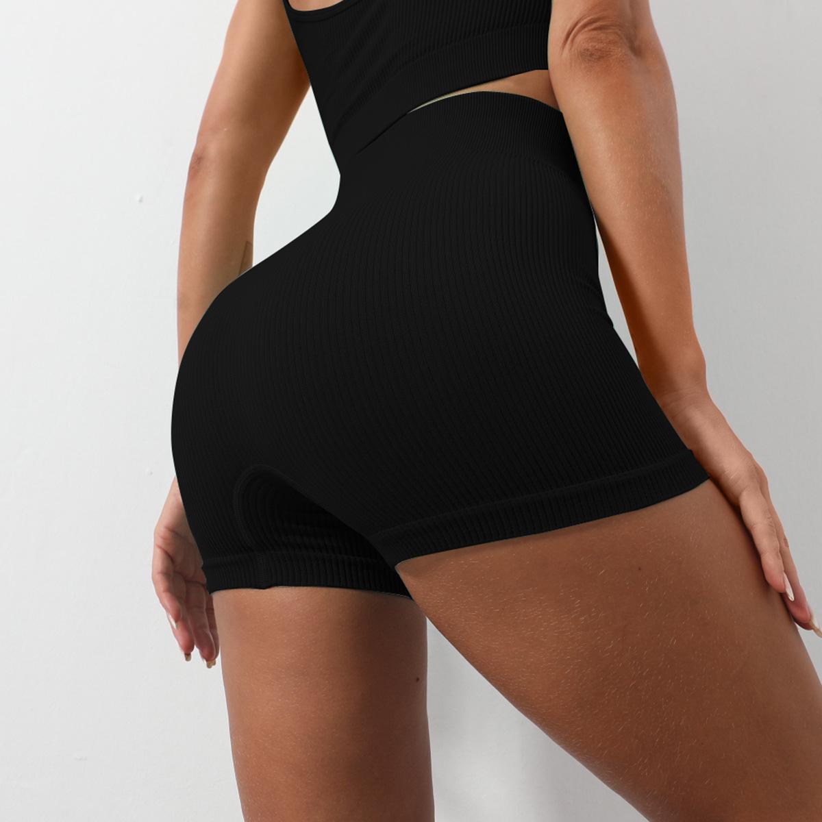 

Спортивные шорты [|] Европейские и американские брюки для йоги с завышенной талией, облегающие бедра, для бега XL чёрный