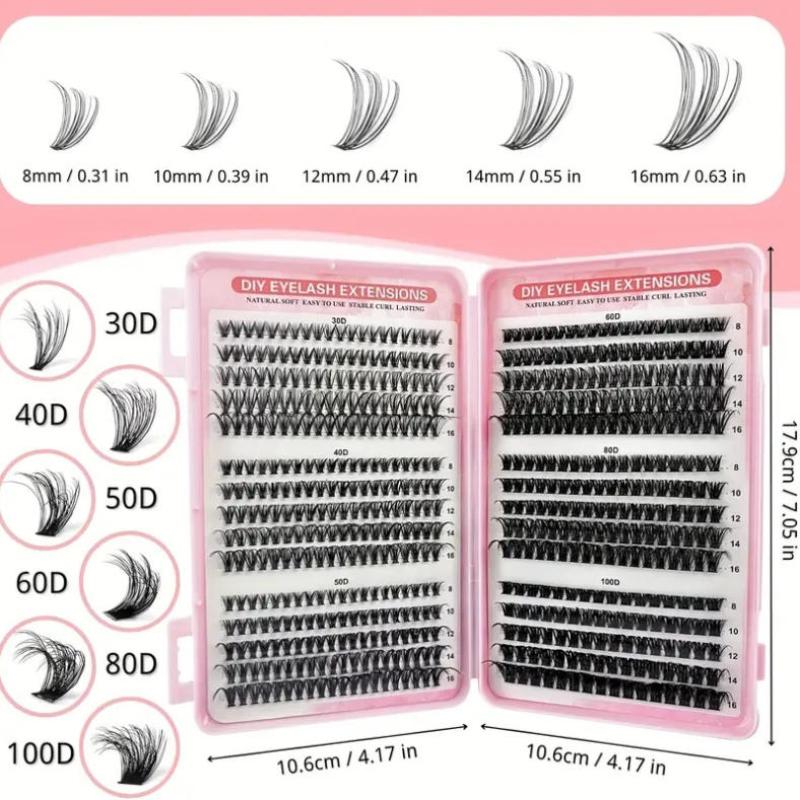 570 ks 30D/40D/50D/60D Jednotlivé řasy Klastry Prodlužování Umělé řasy DIY Doma Prodlužování řas v klastrech Make-up
