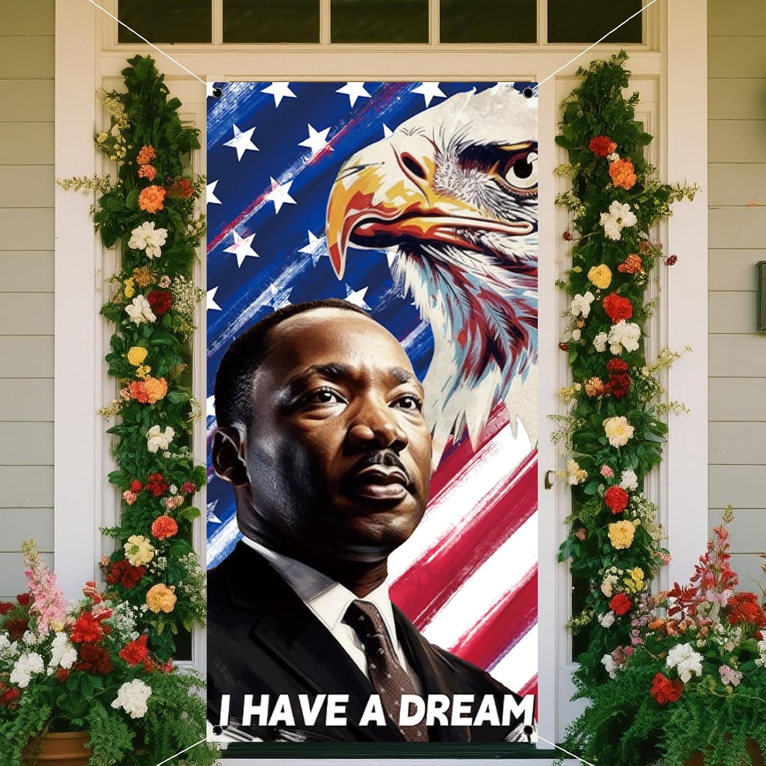 Martin Luther King Jr. Day Door Cover,I Have A Dream Banner MLK Day Decor n n Martin Luther King Jr. Day Decorations for Home Party- 71×35inch Multicolored 02