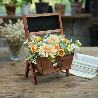 Xian Porcelain Flower Stand: Solid Wood Outdoor Blackboard Planter for Creative Garden and Balcony Decoration.