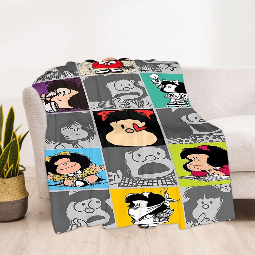 1PC Mafalda Outdoor Blanket Lightweight Flannel, Soft & Warm, All-Season Use for Sofa, Outdoor, Camping, Living Room, Office29