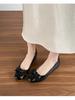Women's Height-Enhancing Low-Cut French Mary Jane Flats, Versatile Square-Toe Bow Shoes for Dresses