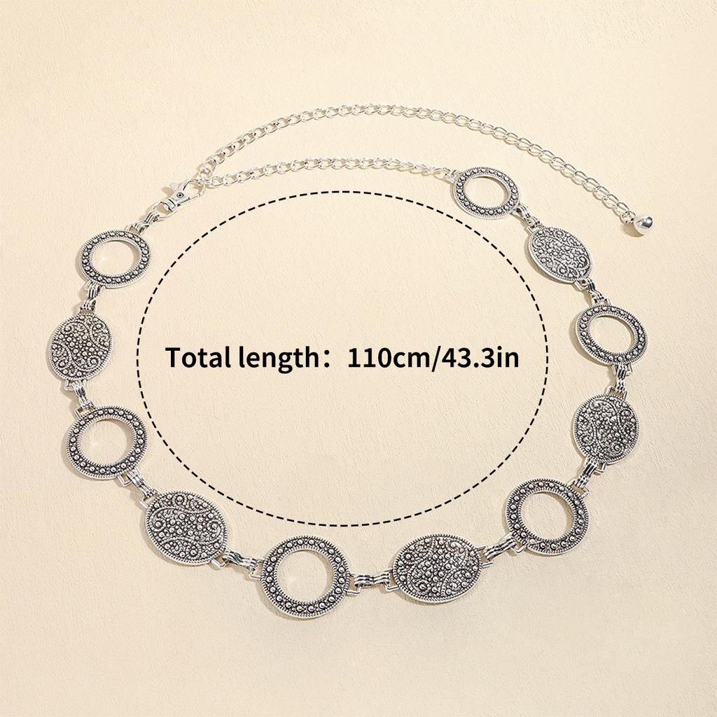 Retro Ethnic Style Round Chain Belt Fashionable And Versatile Women'S Skirt Accessories