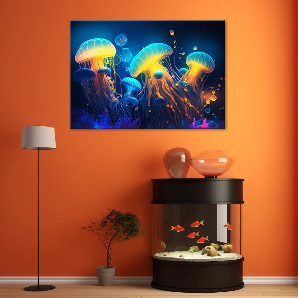 Canvas Print, Neon Nautical Abstraction
