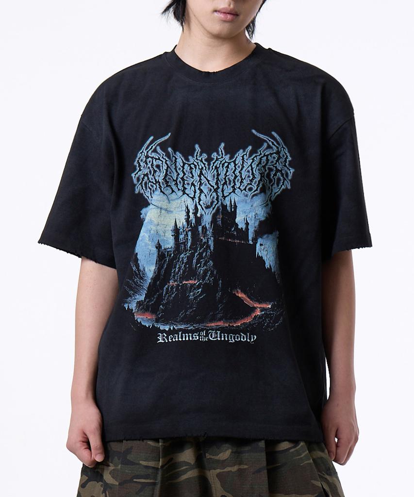 Denawo Burning Castle Brush Washed T-Shirt (Black)