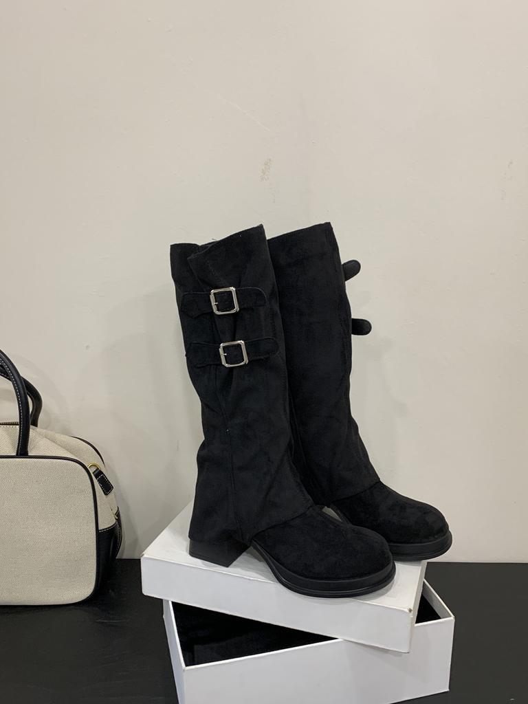 Boots Long Boots Women's Autumn and Winter New Thick Heel Suede Tall Women's Removable and Beautiful Two-wear Trouser Boots