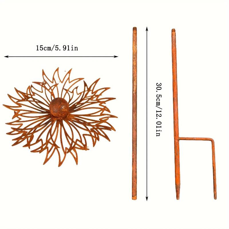 Rustic Metal Bluebonnet Stake Decorative Garden Art Rust Finish Iron Lawn Ornament Outdoor Decorations for Garden Yard Stakes