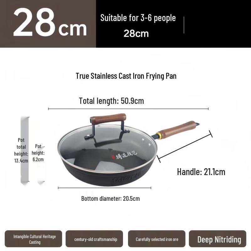 Supor 28cm Cast Iron Double-Handle Deep Wok