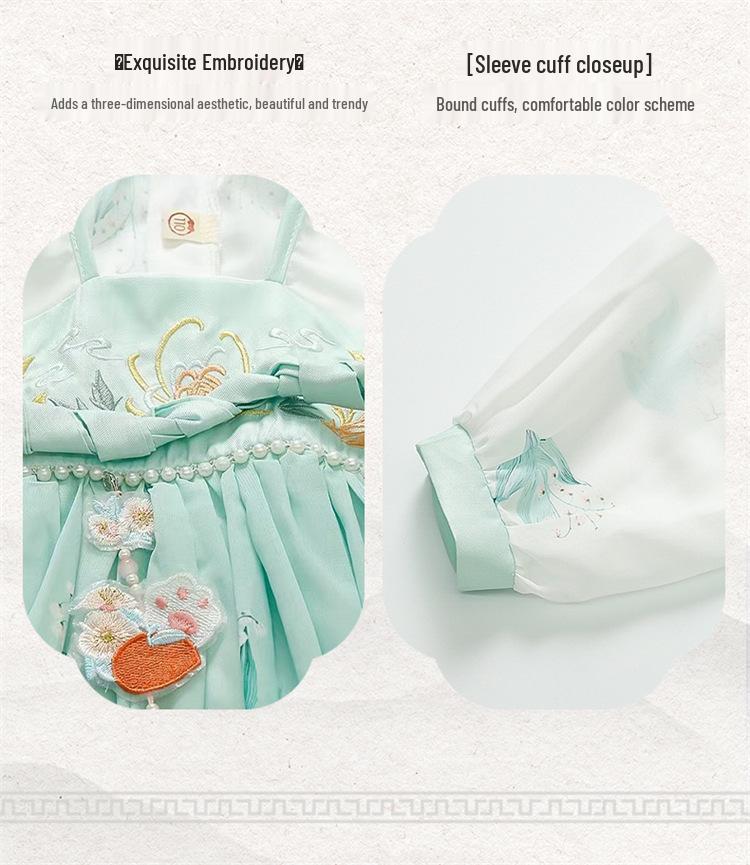 Children's Bamboo Rabbit Hanfu Princess Dress - Autumn Tang Suit Costume