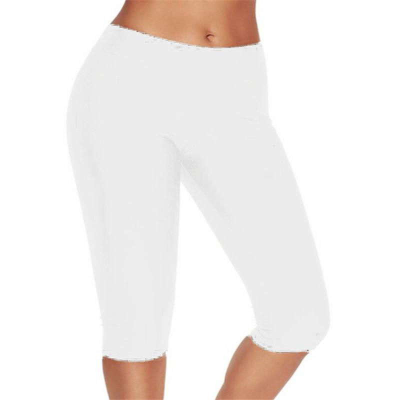 

Велоспорт Однотонные Женские Леггинсы Миди с Завышенной Талией Длина до Колена Фитнес Повседневные Брюки для Тренировок White,4XL