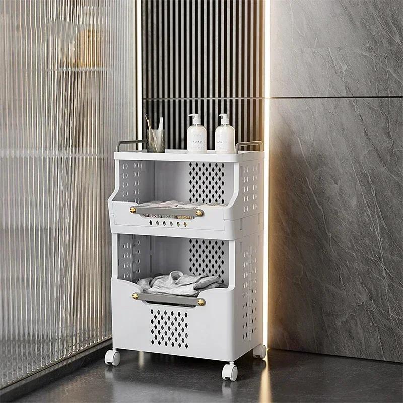 

Многослойная корзина для белья Удобная стойка для хранения Многофункциональная бытовая корзина для грязного белья Мобильная роскошная стойка для хранения