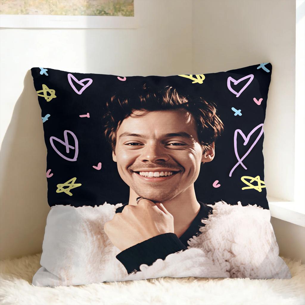 Singer H-Harrys S-Styles Kiss Al the Time Pillow Case Comfy Pillow Cover For Sofa Couch Bed Living Room Retro Trendy Pillowcase