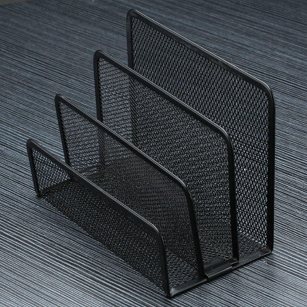 Three-layer Office Supplies Storage Rack Multifunctional Metal Mesh Desk Organizer with Pen Holder Save Space Notebook Stand