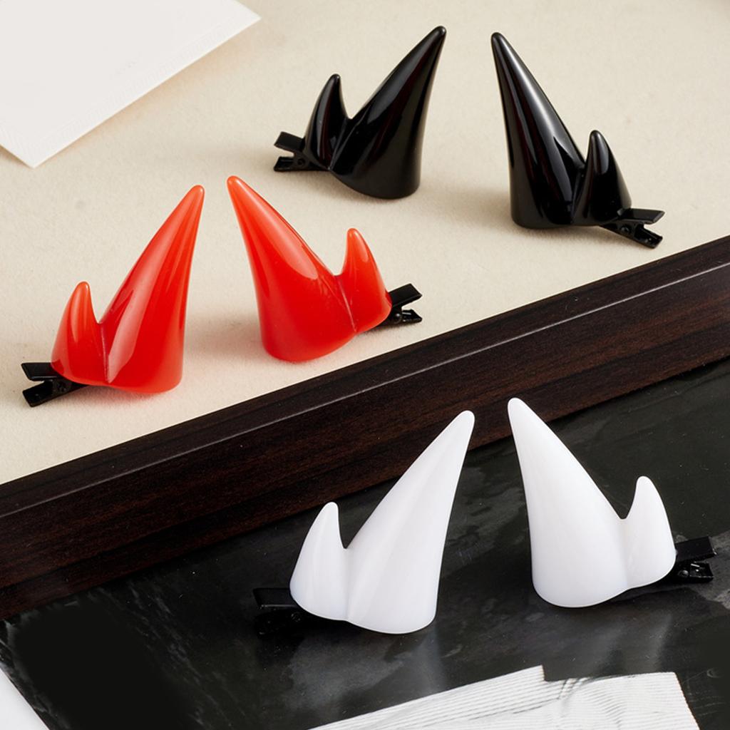 2PCS Devil Horn Hair Clip For Halloween Cosplay Costume Party Hair Accessories Cartoon Hairpins For Women Girls Adults
