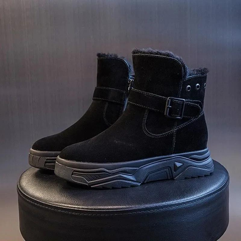 Fashion Boots Women Snow Flat Boots Ladies Platform Shoes Woman Fur Keep Warm Shoes for Women New Solid Winter Shoes Short Botas Mujer