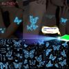 1/6Sheet Large Blue Luminous Butterfly Tattoo Stickers Women Glow In The Dark Waterproof Temporary Tattoo Music Festival Party
