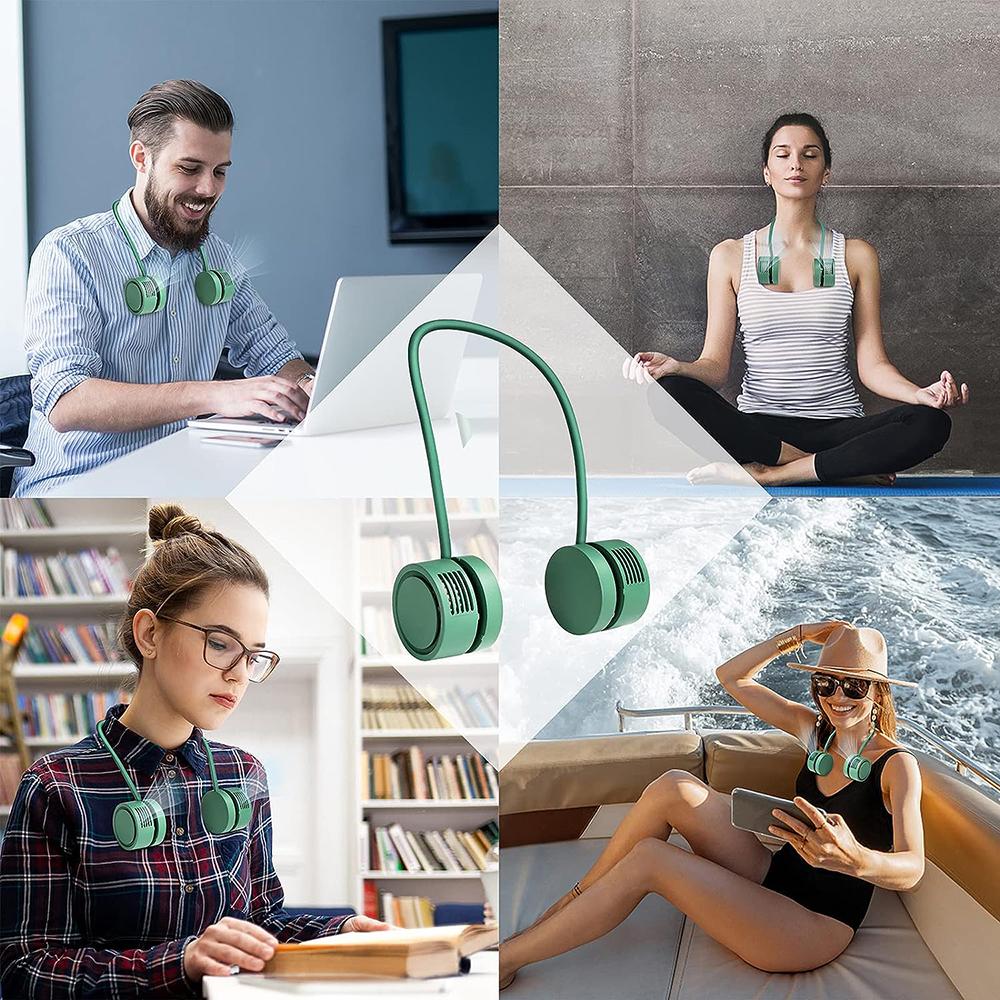 Portable Neck Fan Personal Neck Fan Hanging Neck Sports Fan USB Rechargeable Wearable Cooling Head Fan 360 Degrees For Travel Sp
