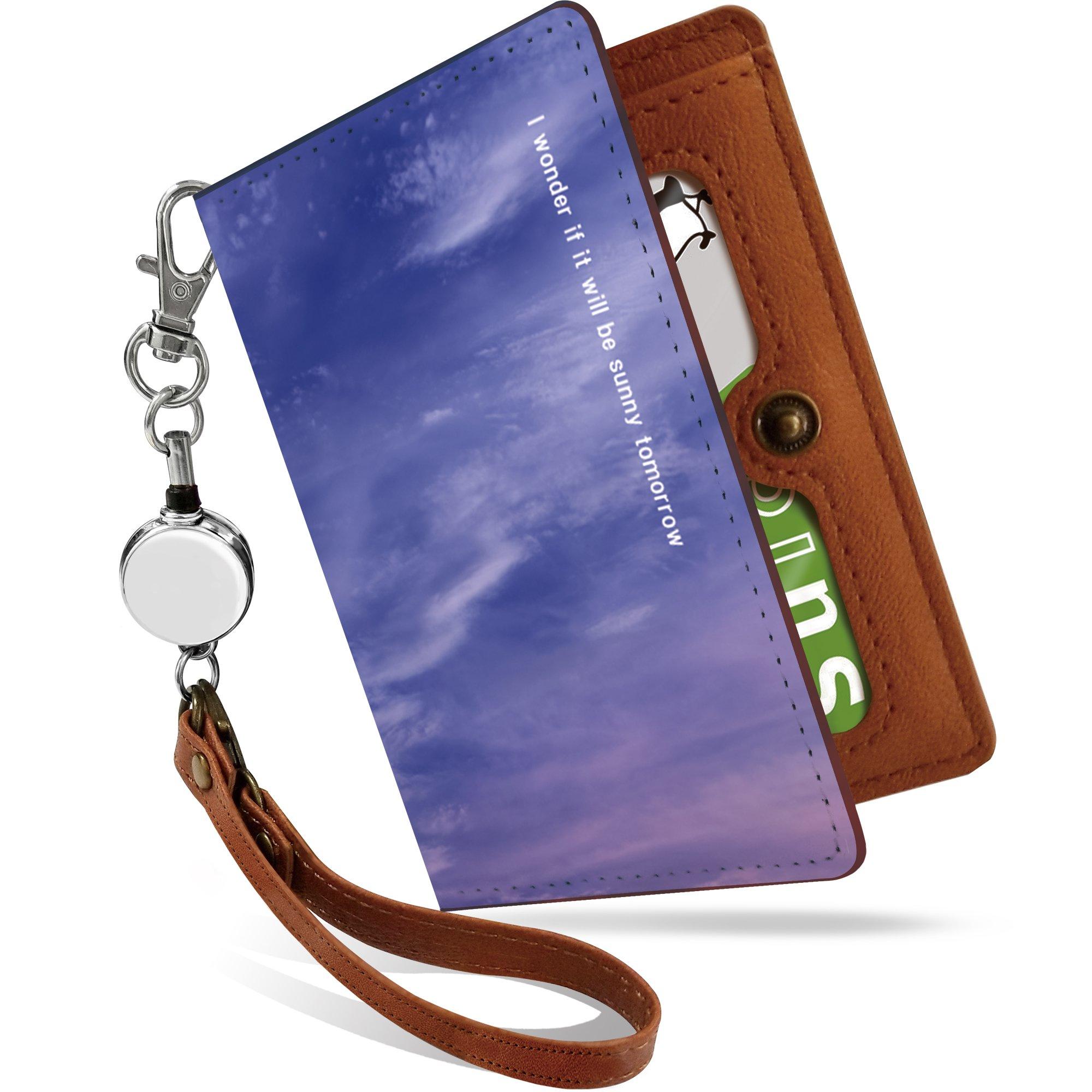 [Pretimo] Pass Case with Reel, Cute Sky, Blue Sky, Clouds, Landscape Design, Bifold, See-Through, Stylish, Women s, Blue Sky, Blue [Sky, Blue Sky,
