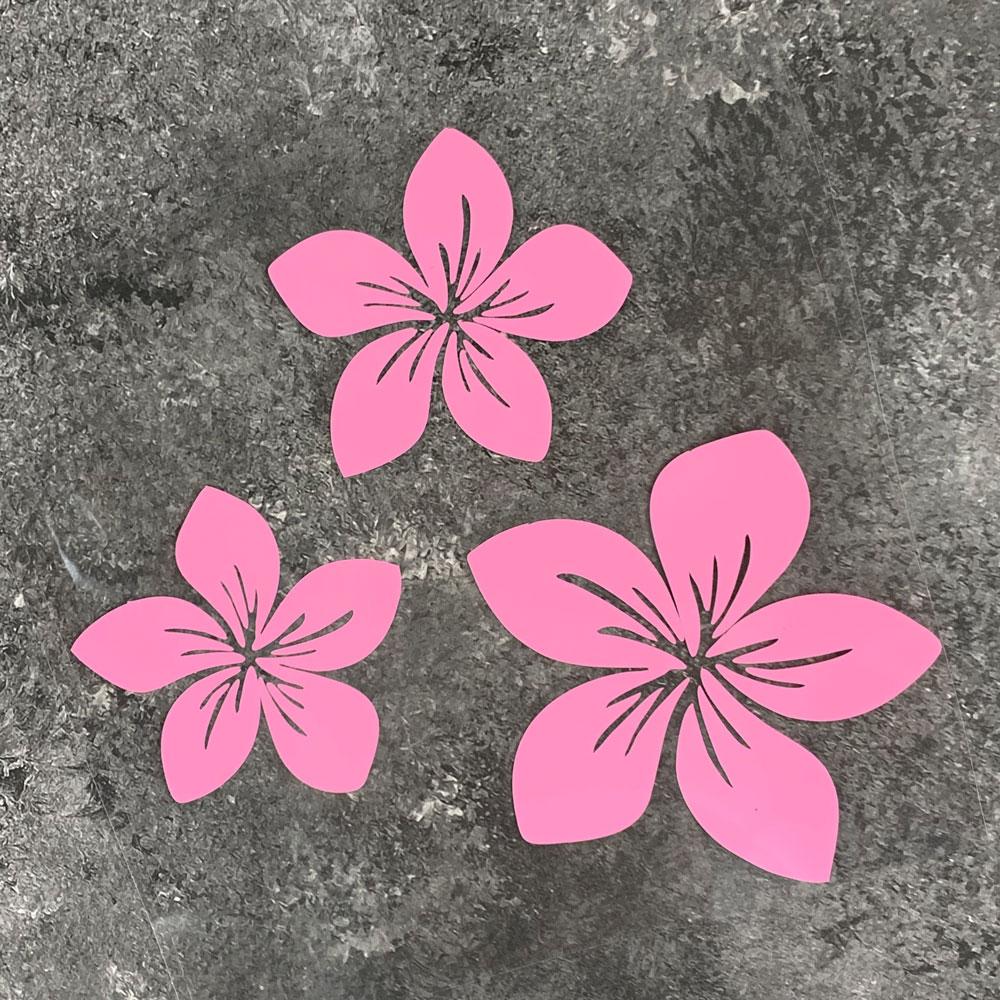 3pcs Various Colors Pretty Flower Car Stickers for Auto Rear Window Bumper Body Helmet Cover Scratches Waterproof Blossom Decals