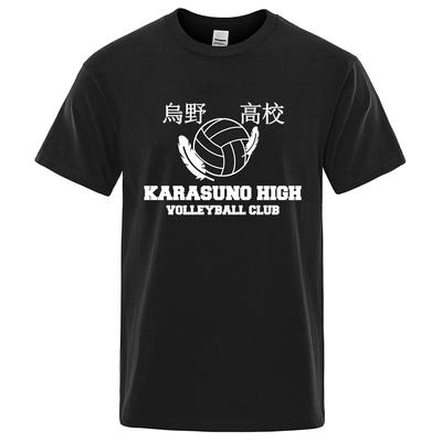 Haikyuu Karasuno High School Man T-Shirts Hip Hop Loose Tshirt Oversize Clothing Fashion Crewneck Tshirt Cotton Tops 80568