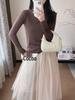 Women's Seamless Wool Pullover: Half-High Collar, Long Sleeve, Solid Color - Autumn/Winter Knit Sweater 