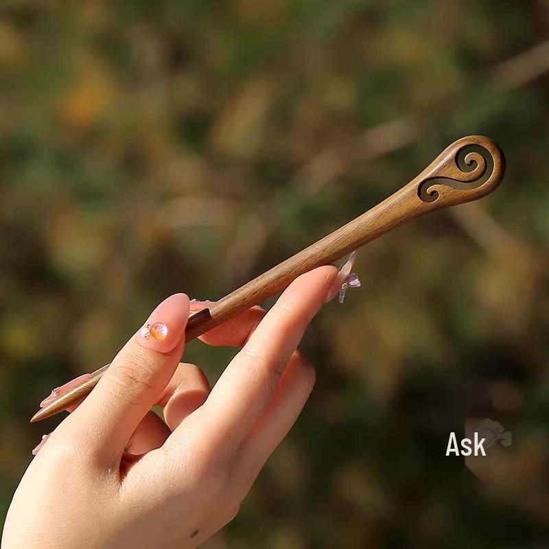 Fermacapelli Fatto a Mano di Alta Gamma in Legno di Pesco per Donne - Accessorio per Acconciature Stile Antico