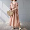 Cotton and Linen Summer Patchwork Retro Style Dress Long Skirt