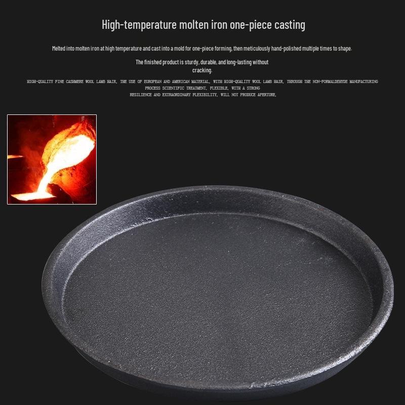 Round Thickened Cast Iron Griddle: Korean BBQ & Western Steak Pan