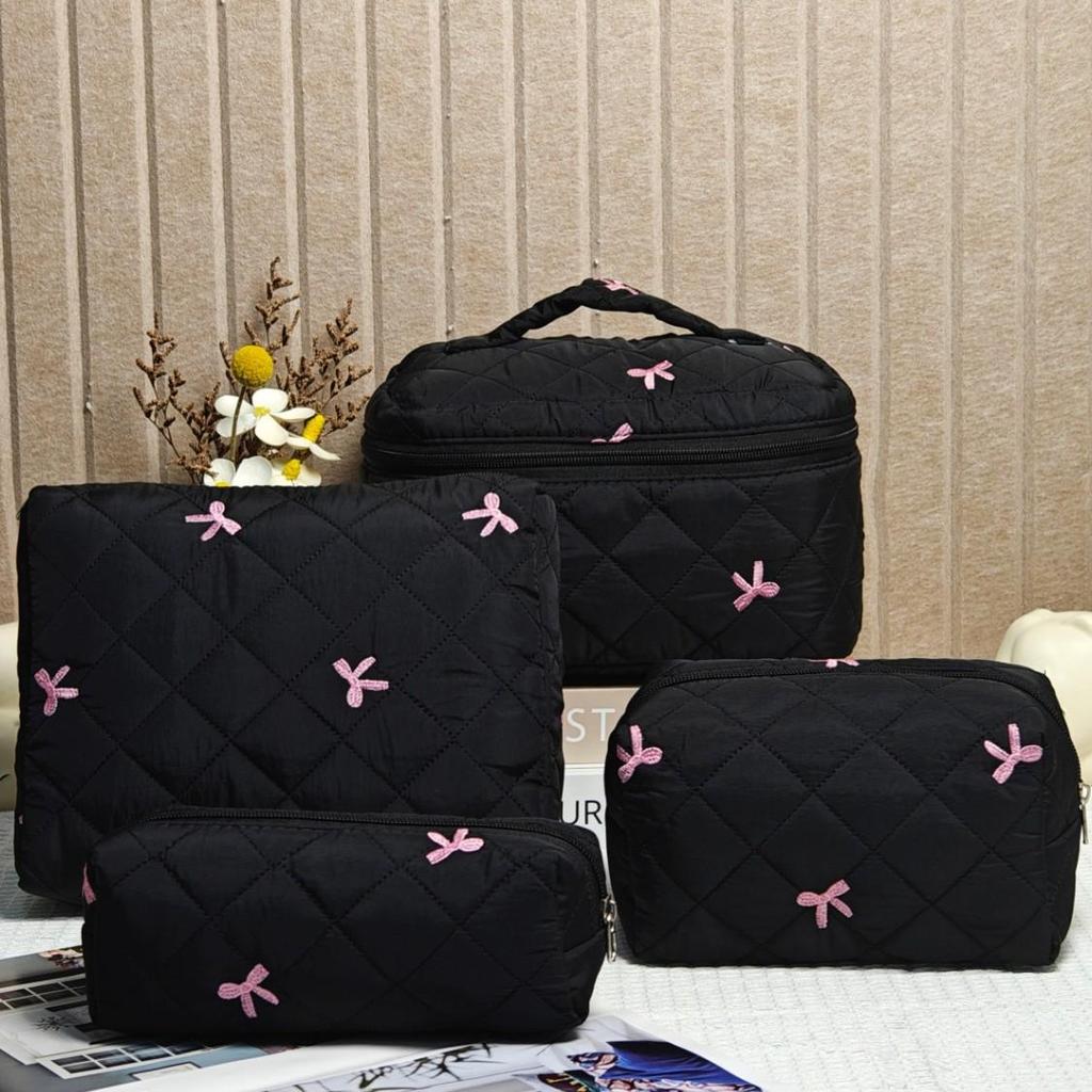 Large Quilted Cotton Handbag: Multipurpose Makeup, Toiletry & Electronics Organizer