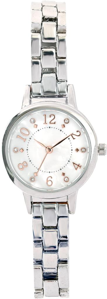 Fieldwork WP Michelle Women's Analog Watch with Metal Band, Shell-Like Stones, 5 ATM Water Resistance, Silver and White, MKM3514-1