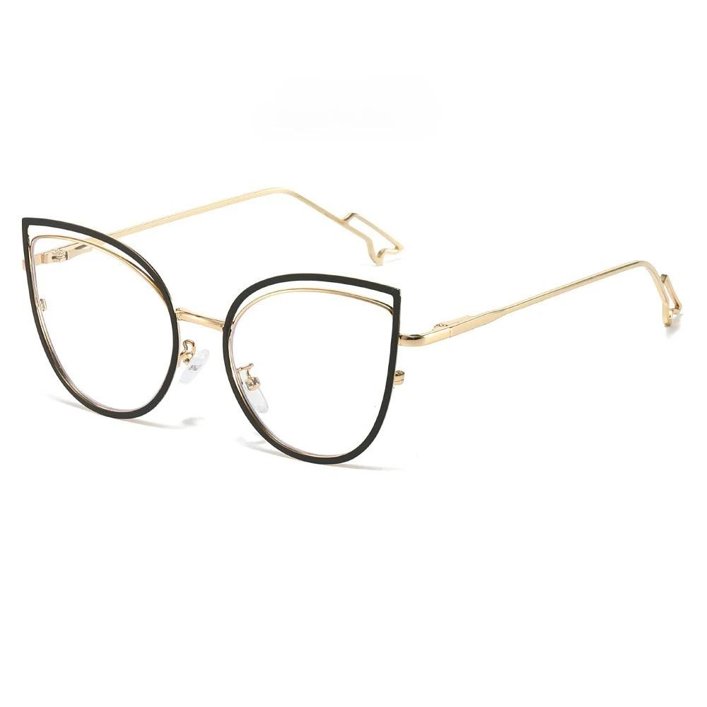 Trendy Color Changing Glasses, Anti Blue Light Glasses, Women's Fashionable Flat Light Glasses, Cat's Eye Frames