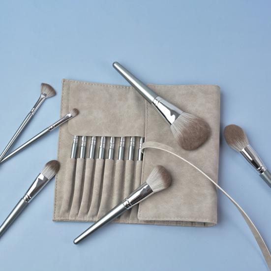 Make-up Pinsel Tasche Aufrollbar Wasserdicht Großes Fassungsvermögen 14 Fächer Staubdicht Ordentlich halten Kunstleder Grau Make-up Werkzeug Pinsel Etui für Frauen