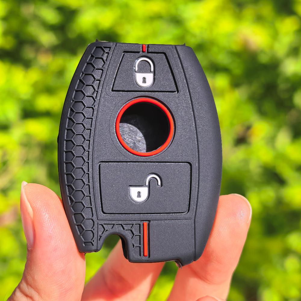 2 Buttons Silicone Car Key Case Cover Fob For Mercedes Benz A B C E Class Gls Gla Glk Glc Cls Cla Amg W204 W205 W212 W463 W176