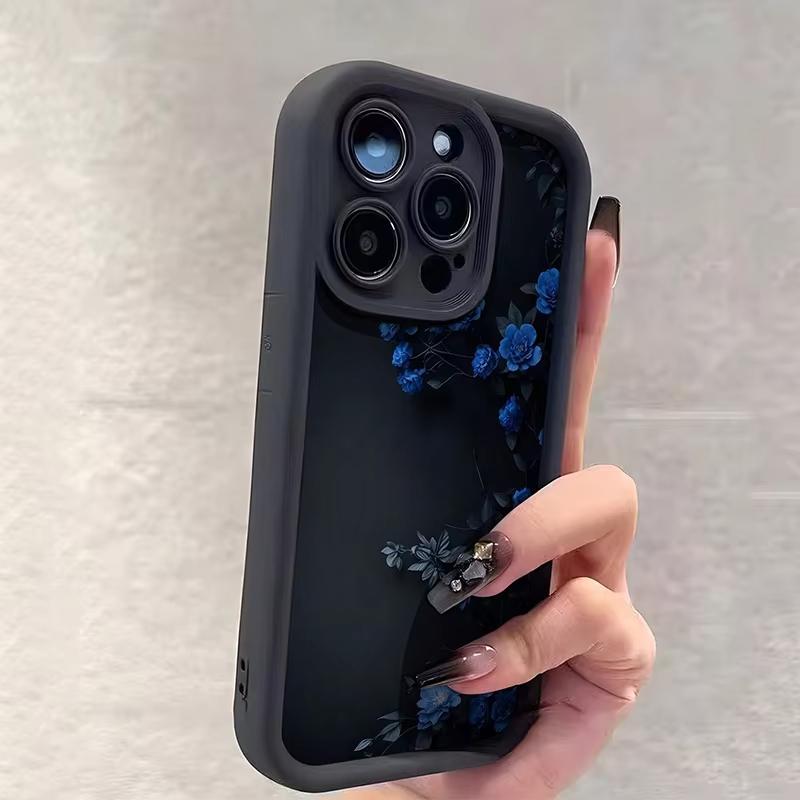 For Samsung Galaxy S25 Ultra S24 S23 S21 S20 FE S21 Plus A55 A54 A35 A15 Blue Rose Flower Pattern Phone Case Cover