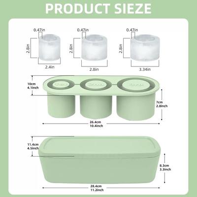 Ice Cube Tray for 30-ounce Glasses, 3 Hollow Cylindrical Silicone Molds with Lids and Containers, Perfect for Frozen Drinks