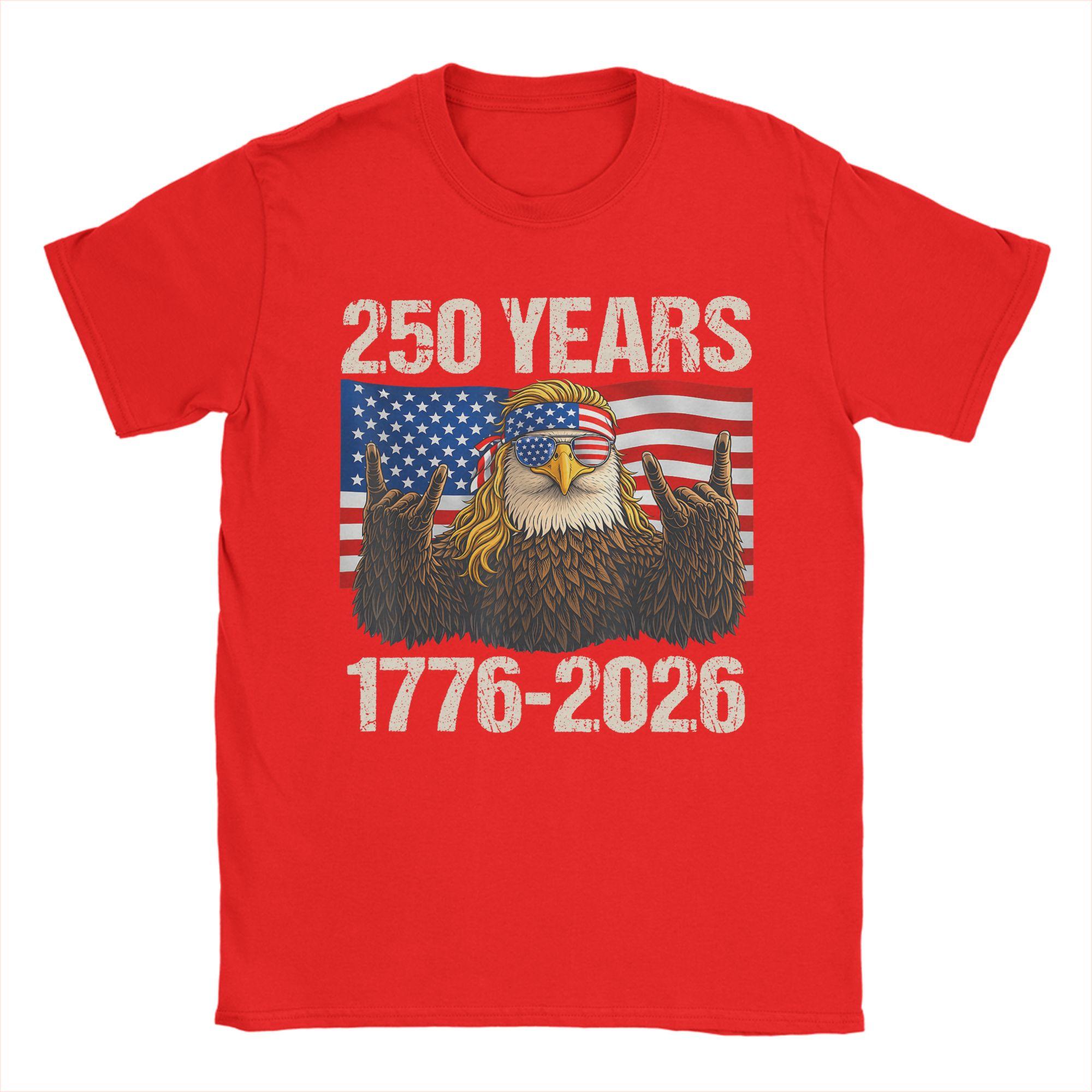 Unisexs Years Eagle American Flag th of July T Shirt Cotton Clothing Vintage Short Sleeve Crew Neck Tees Gift S