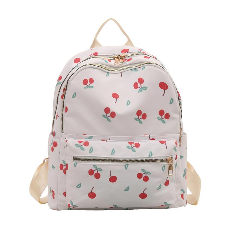 Butterfly Flower Cherry Print Casual Womens Backpack With Large Capacity For Daily Use