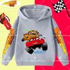 Felpa con cappuccio per bambini e ragazzi, stampa divertente di Saetta McQueen, autunno e inverno, moda casual, calda, felpa da studente
