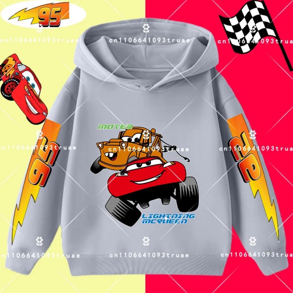 Felpa con cappuccio per bambini e ragazzi, stampa divertente di Saetta McQueen, autunno e inverno, moda casual, calda, felpa da studente