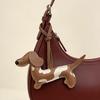 NEW Dachshund Dog Keychain Cute Pendant Puppy PU Leather Key Ring Accessory Animal Bag Charm Keys Ornament