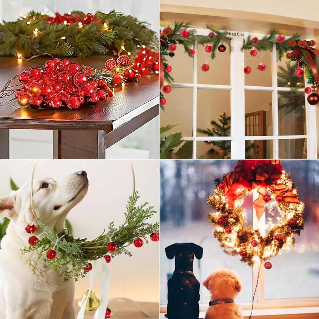 1PC Christmas Red Metal Bell Garland String Lights Battery Operated For Christmas Table Centerpieces Wedding Home Decoration