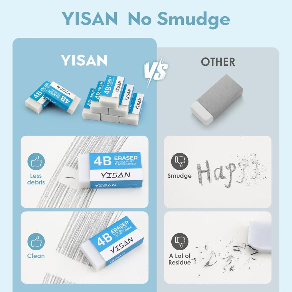 YISAN Cap Erasers for Pencils,Top Eraser & White Eraser Set, 80+8PCS Eraser Set,71334