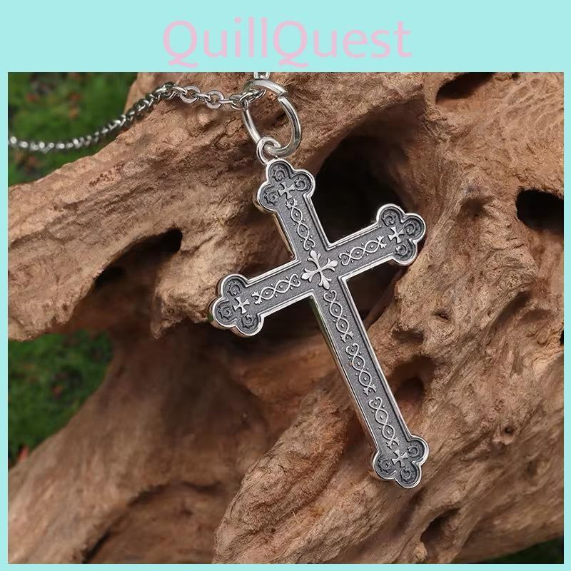 Geometric Retro Cross Necklace Electroplated Finish Unisex Accessory Fashion