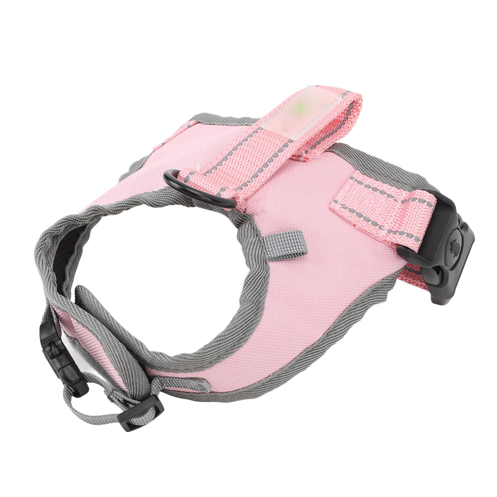 

Dog Harness Vest with Leash Adjustable Reflective Padded Nylon Easy Control Pet Harness for Walking Medium Size Dog Pink розовый